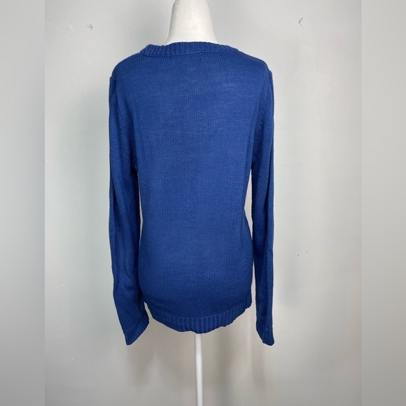 Carolyn Taylor blue snowman long sleeve knit Christmas sweater women’s size L - Picture 7 of 16